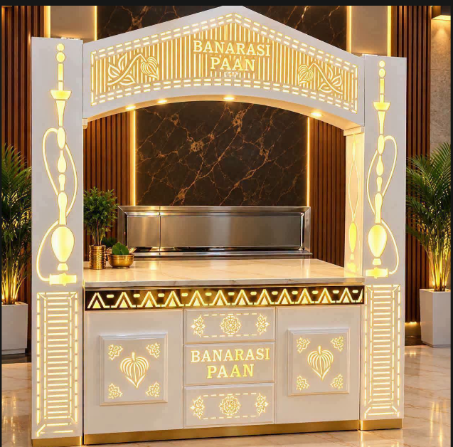 Professional stainless steel catering counter setup in Indian kitchen by Ali Seel Art